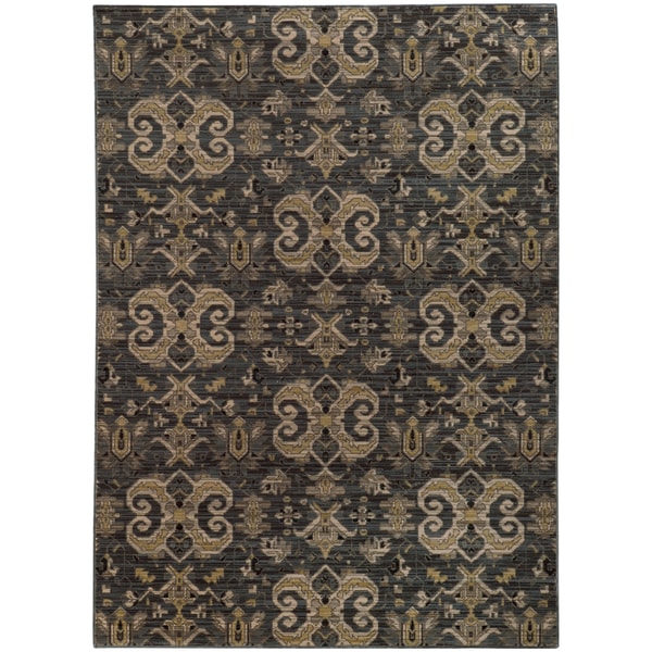 Heirloom Arbrush Ikat Blue/Gold Area Rug - 3'10" x 5'5"