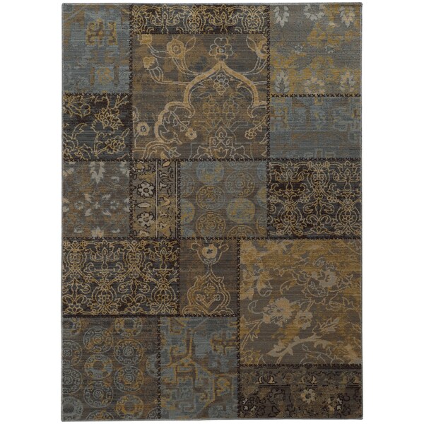 Heirloom Patchwork Charcoal/Blue Area Rug - 3'10" x 5'5"