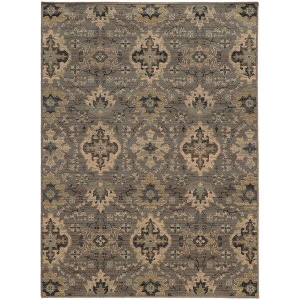 Heirloom Floral Ikat Blue/Ivory Area Rug - 6'7" x 9'6"