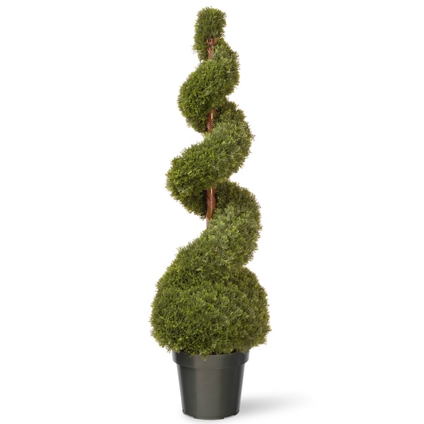 48-inch Cedar Spiral with Ball in Green Pot