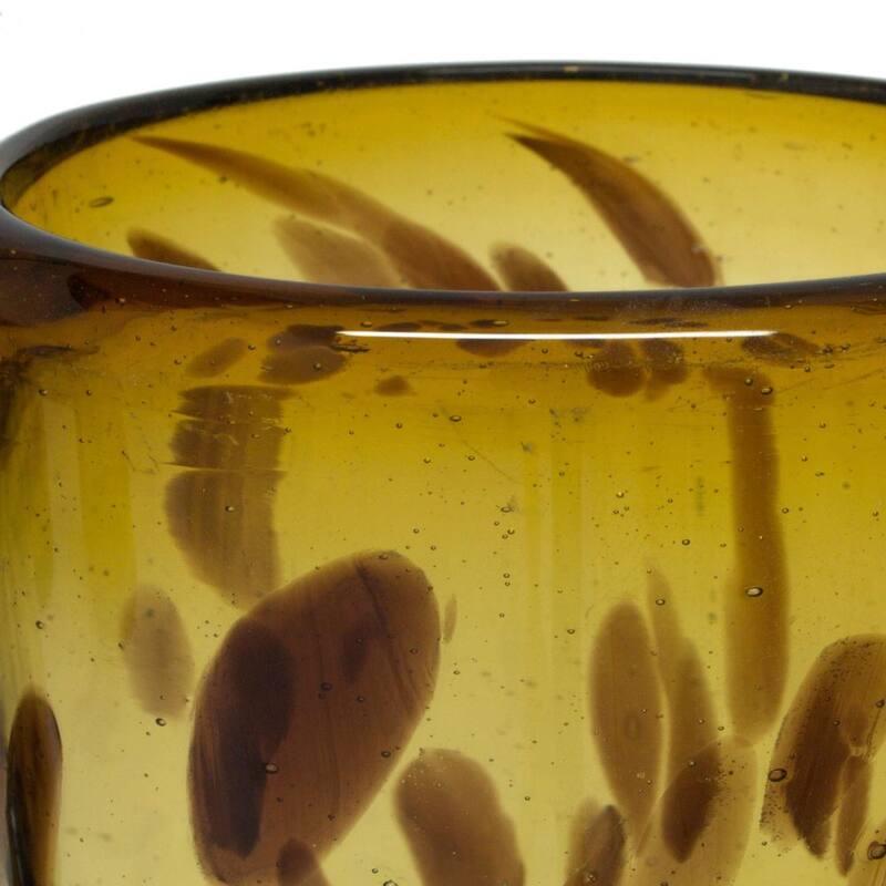 NOVICA Artisan Handblown Recycled Tumblers Mexican Water Glasses Brown Tableware 'Tall Tortoise Shell'(Set Of 6) - 6*3.2