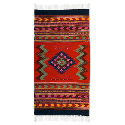 Handcrafted Wool 'Zapotec Passion' Rug (Mexico) - 2'5x5