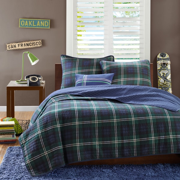 Mi Zone Cameron Blue Reversible Coverlet Set