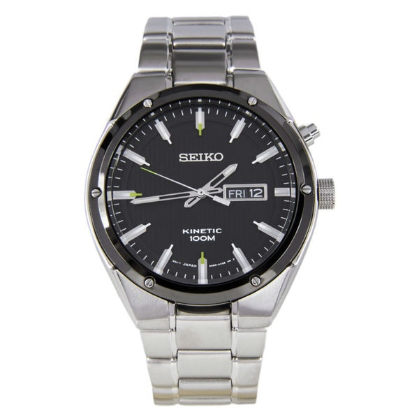 seiko kinetic stainless steel watch