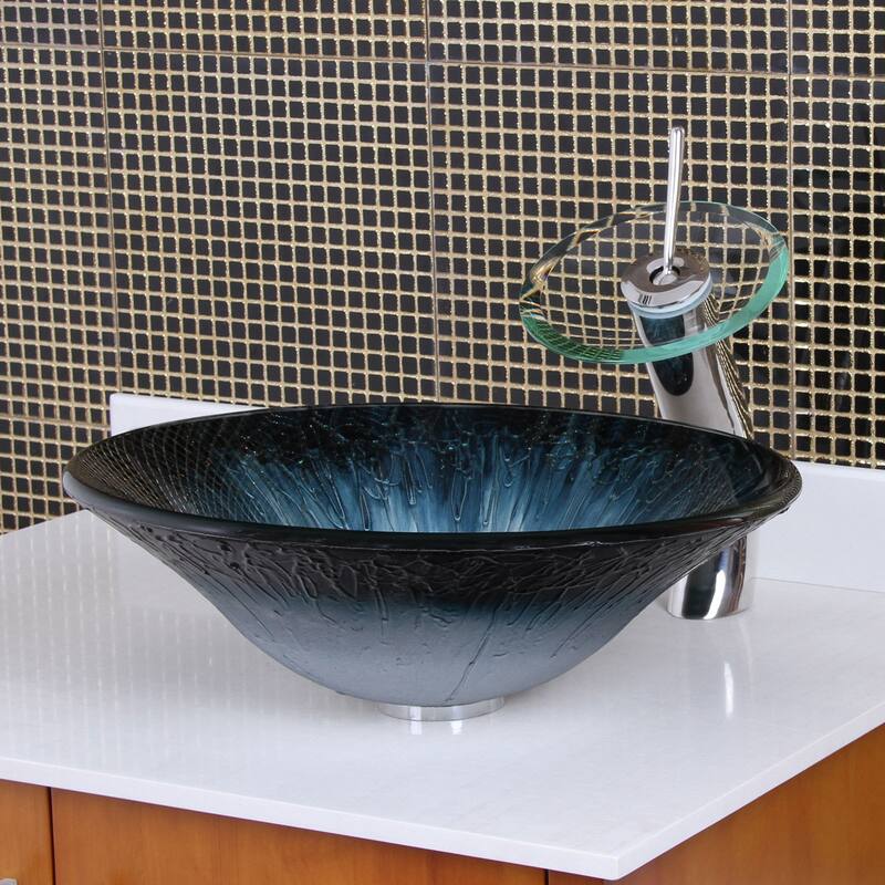 Elite 1202/ F22 Bathroom Vessel Sink with Waterfall Faucet