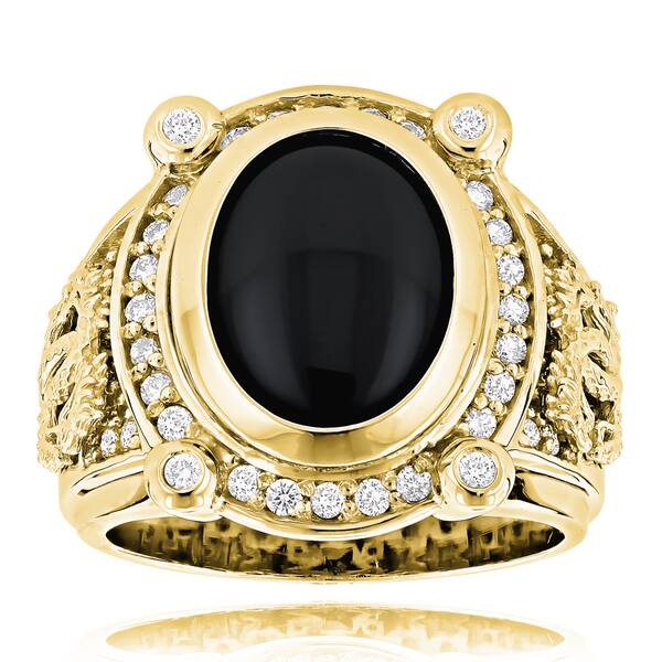 14k Gold Men S 5 8ct Tdw Diamond And Black Onyx Ring On Sale Overstock
