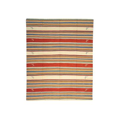 Striped Area Hand-woven Flat Weave Qashqai Wool Area Rug (8'4 x 10'2) - Multi
