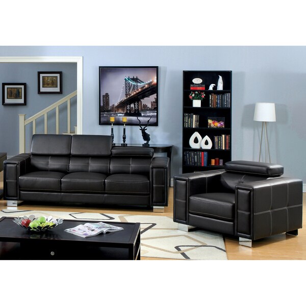 black bonded leather accent chair