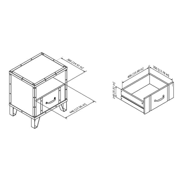 dimension image slide 0 of 2, Furniture of America Sivenza Urban Walnut 20-inch 1-shelf Side Table