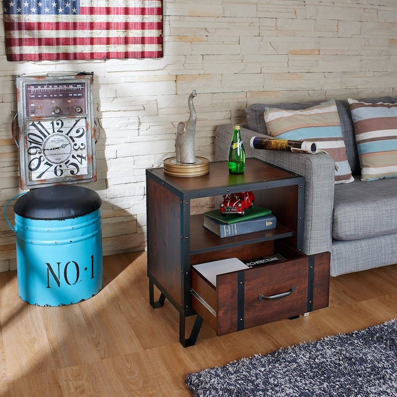 Furniture of America Sivenza Urban Walnut 20-inch 1-shelf Side Table