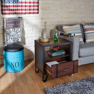 Furniture of America Sivenza Urban Walnut 20-inch 1-shelf Side Table
