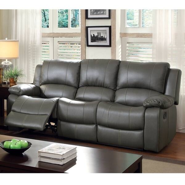 Furniture Of America Aine Modern Grey Faux Leather Reclining Modern Grey Faux Leather Reclining