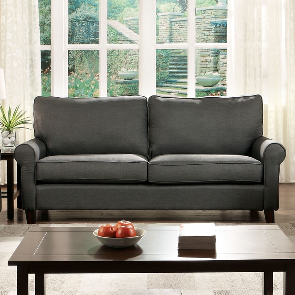 Furniture of America Sax Modern Flax Fabric Cushion Back Sofa