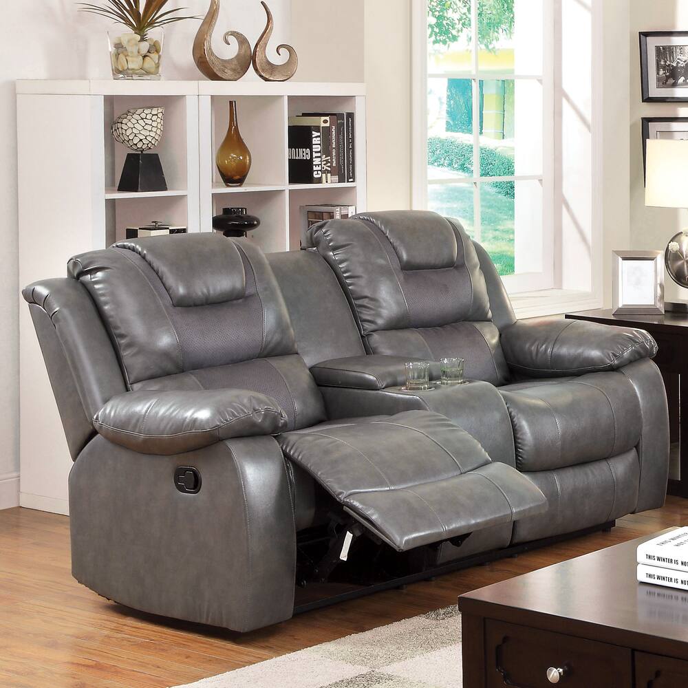 Furniture of America Xema Contemporary Reclining Loveseat with Console