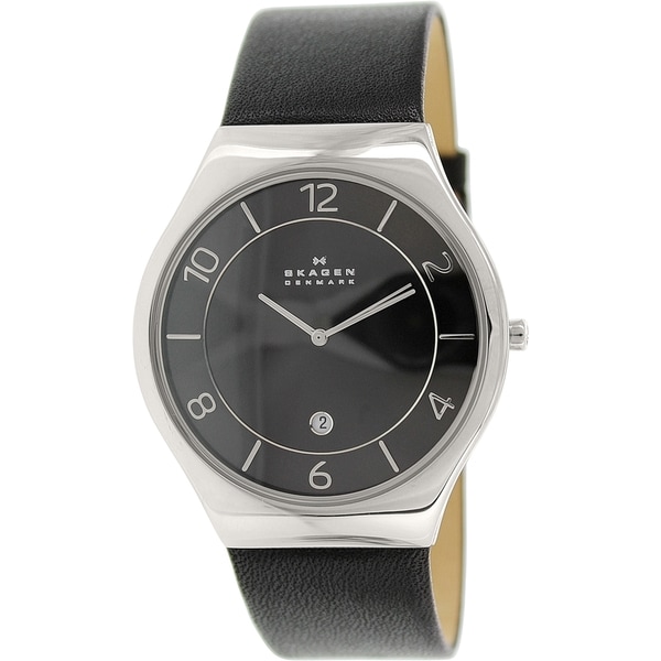 Skagen Mens Grenen SKW6115 Black Leather Quartz Watch   16931938