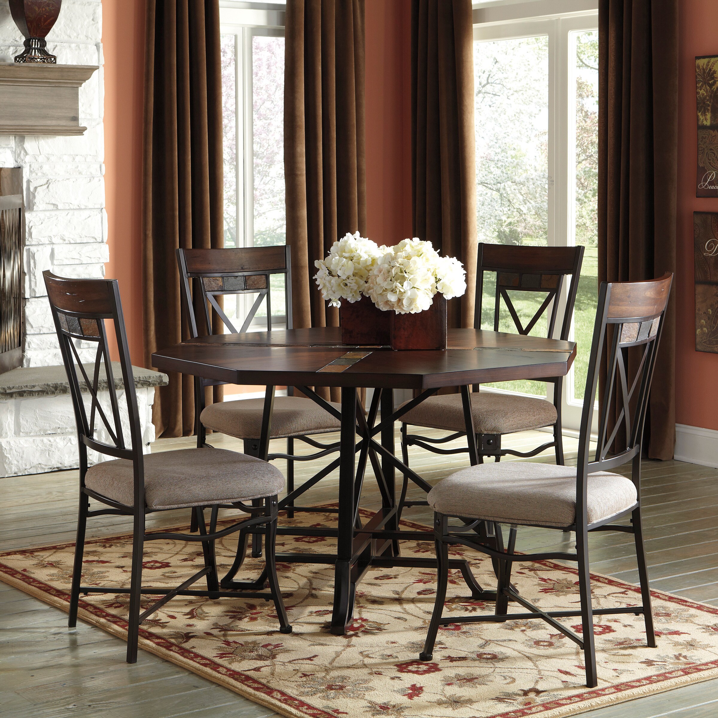 Shop Signature Design By Ashley Hammis Round Table And Upholstered Dining Chairs Overstock 9761506