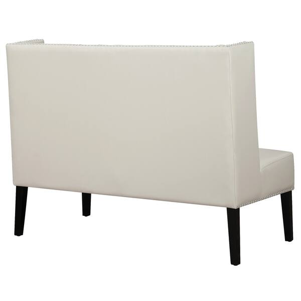 Shop Halifax Cream Bonded Leather Banquette Bench Free Shipping