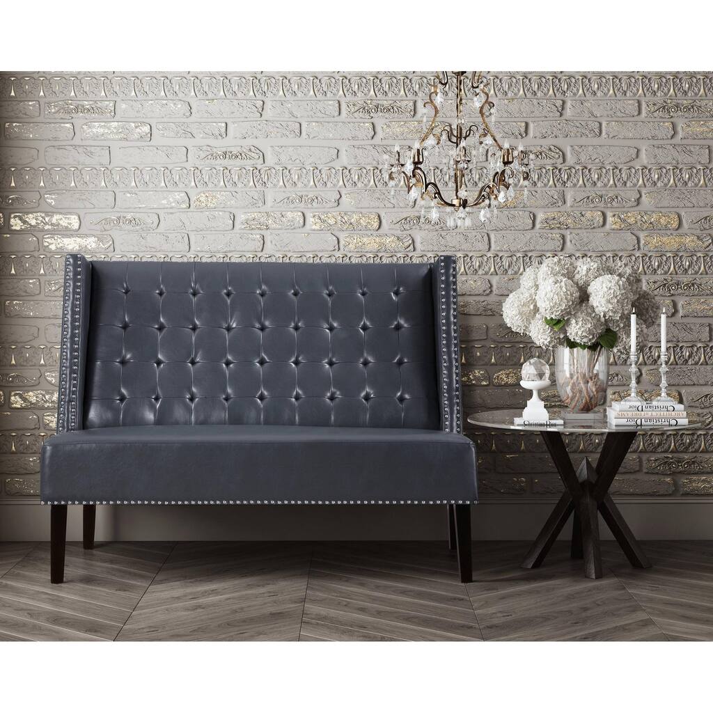 Halifax Grey Leather Banquette Bench
