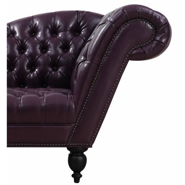 Shop Ashford Eggplant Leather Sofa Free Shipping Today