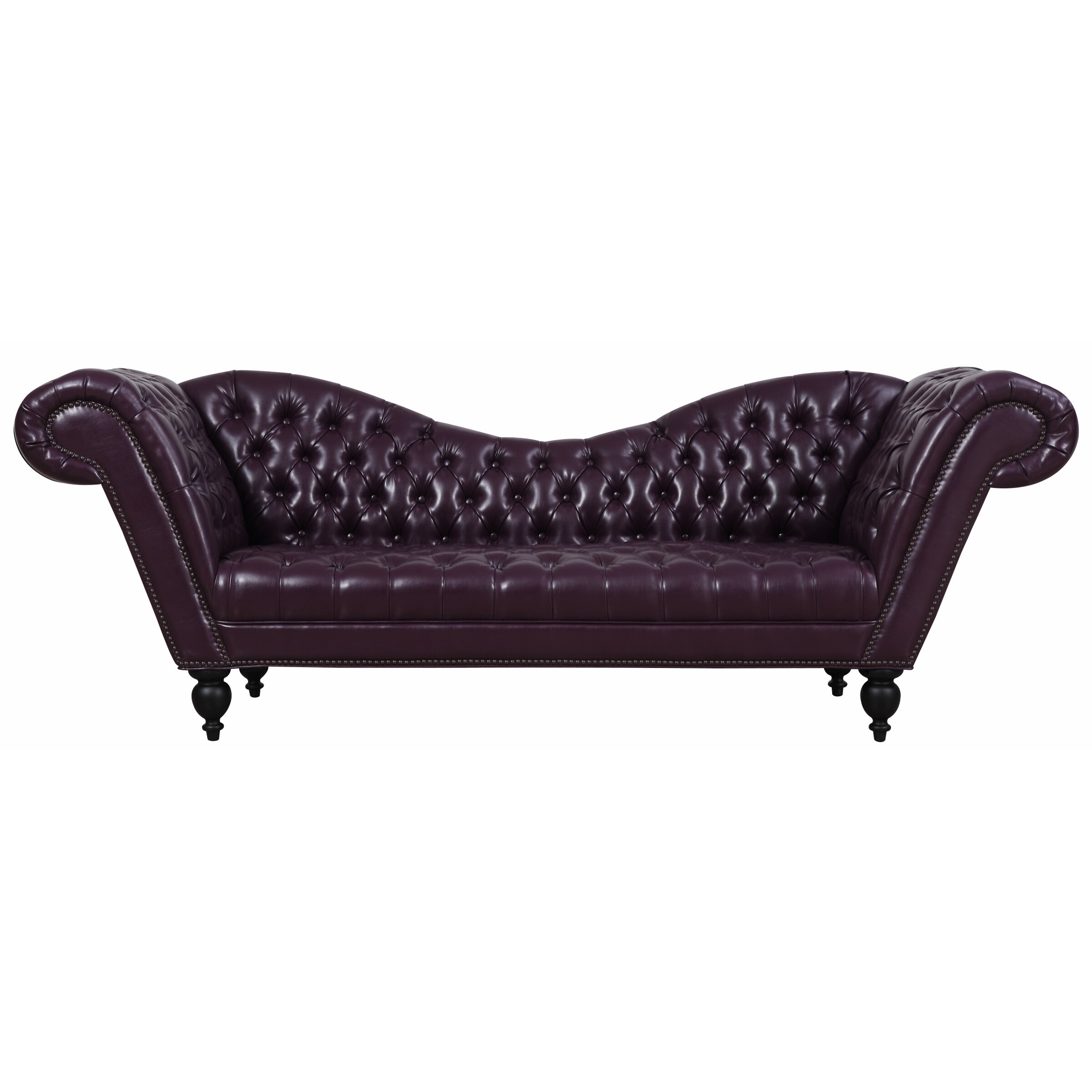 N♡a Ashford Eggplant Leather Sofa - Overstock - 9762059