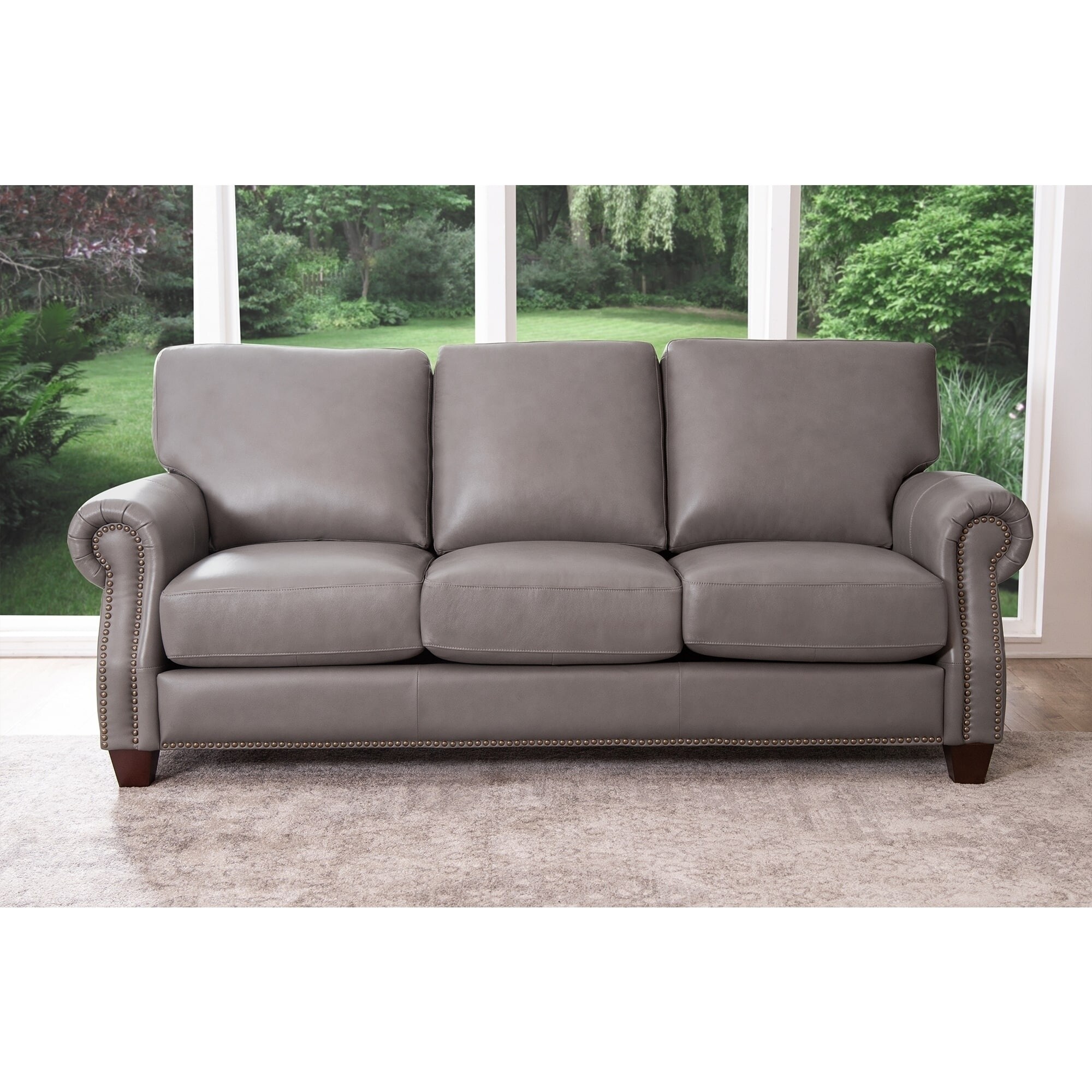 Shop Abbyson Landon Top Grain Leather Sofa On Sale Free