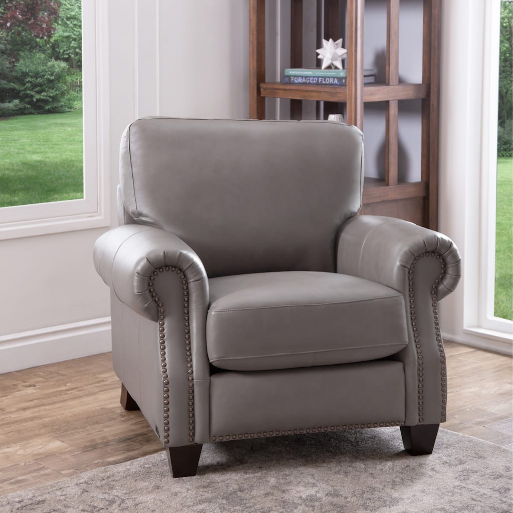 Abbyson Landon Grey Top Grain Leather Armchair