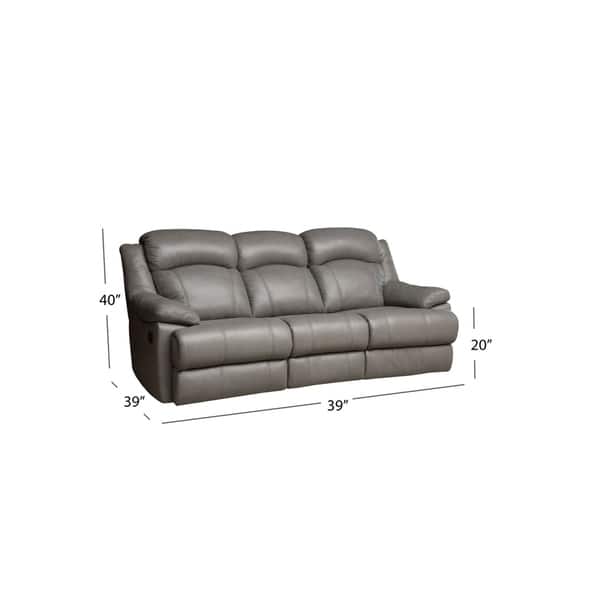 Abbyson Clarence Grey Top Grain Leather Reclining 3 Piece Living Room