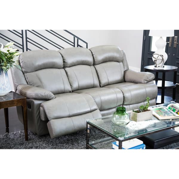 Abbyson Clarence Grey Top Grain Leather Reclining Sofa On Abbyson Clarence Grey Top Grain