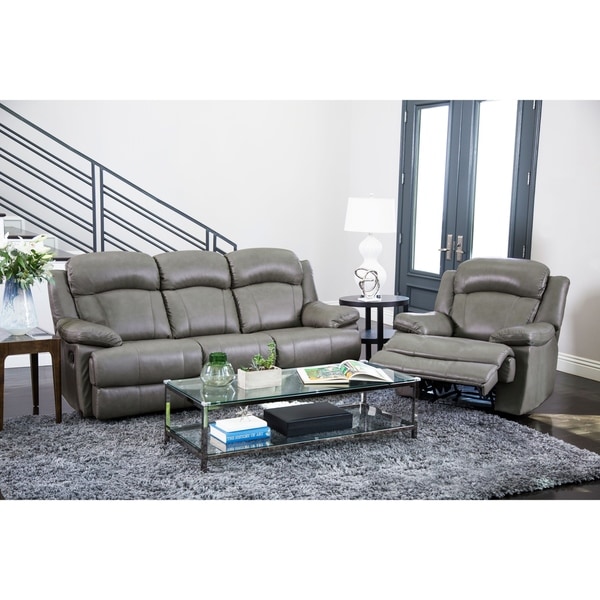 Shop Abbyson Clarence Top Grain Leather Reclining 2 Piece Living Room Set  On Sale  Free 