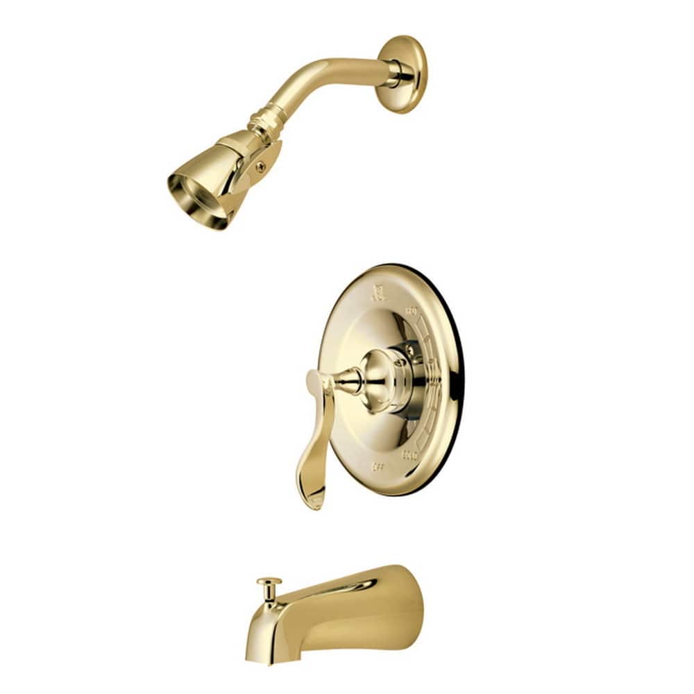 Kingston Brass Modern Single-Handle Polished Brass Tub and Shower Faucet