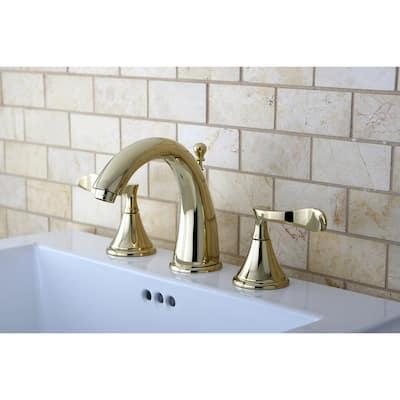 Kingston Brass Modern Polished Brass Widespread Bathroom Faucet