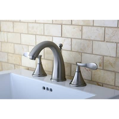 Modern Brushed Nickel Widespread Bathroom Faucet - satin nickel