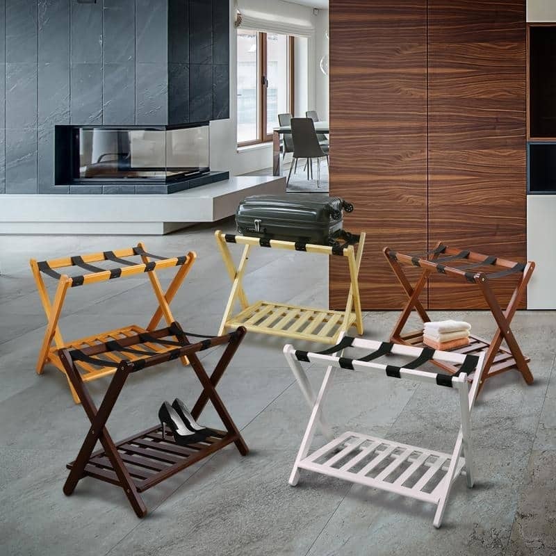 Hotel-style Luggage Rack with Shelf