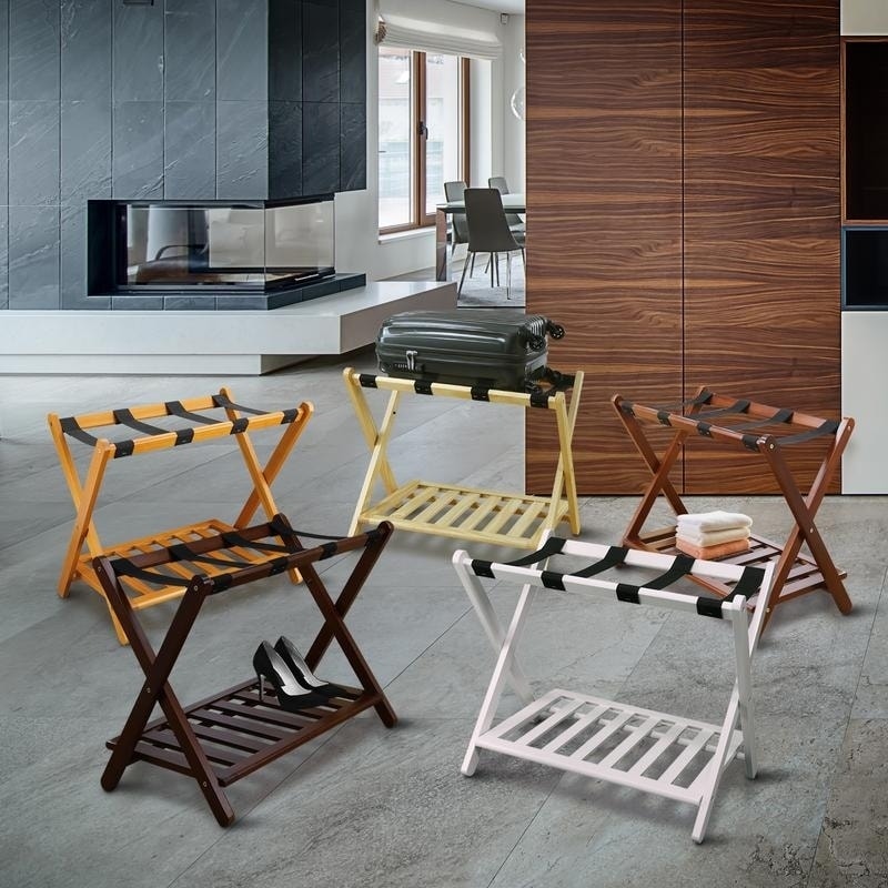 Hotel-style Luggage Rack with Shelf