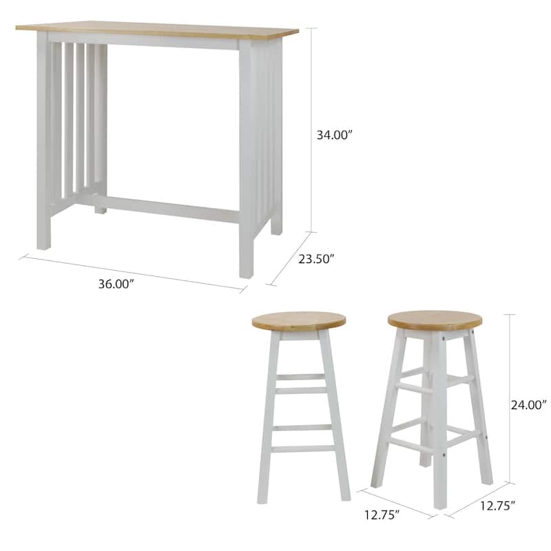 Hardwood Top 3-piece Pub Style Breakfast Set