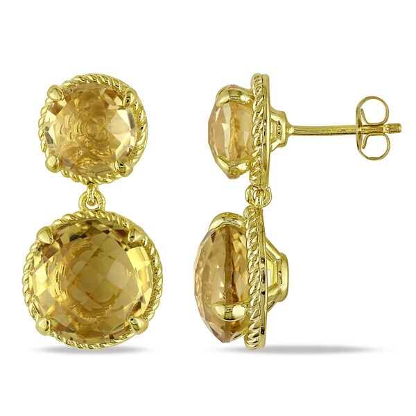 Miadora Yellow Silver Citrine Dangle Earrings Free Shipping Miadora Yellow Silver Citrine Dangle Earrings