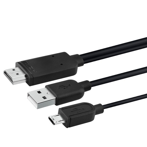 INSTEN Black Micro 11 Pin USB to HDMI 6 ft. Adapter