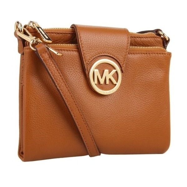 Shop Michael Kors Fulton Large Luggage Brown Crossbody Handbag - Free ...