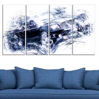 Shop Baby Blue Vintage Car' 4-piece Gallery-wrapped Canvas - On Sale ...