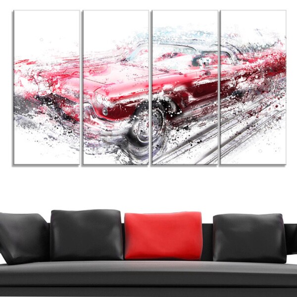 Red Low Rider Convertible 4 piece Gallery wrapped Canvas   16935212