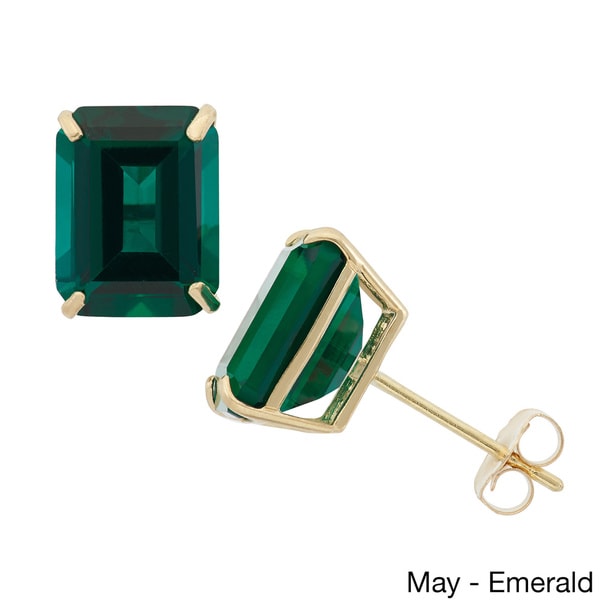 9K SOLID YELLOW GOLD HEART CUT EMERALD STUDS EARRINGS!