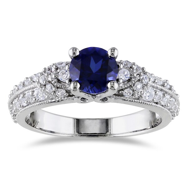 miadora sterling silver created blue and white sapphire engagement ring - White Sapphire Wedding Rings miadora sterling silver created blue and white sapphire engagement ring - White Sapphire Wedding Rings