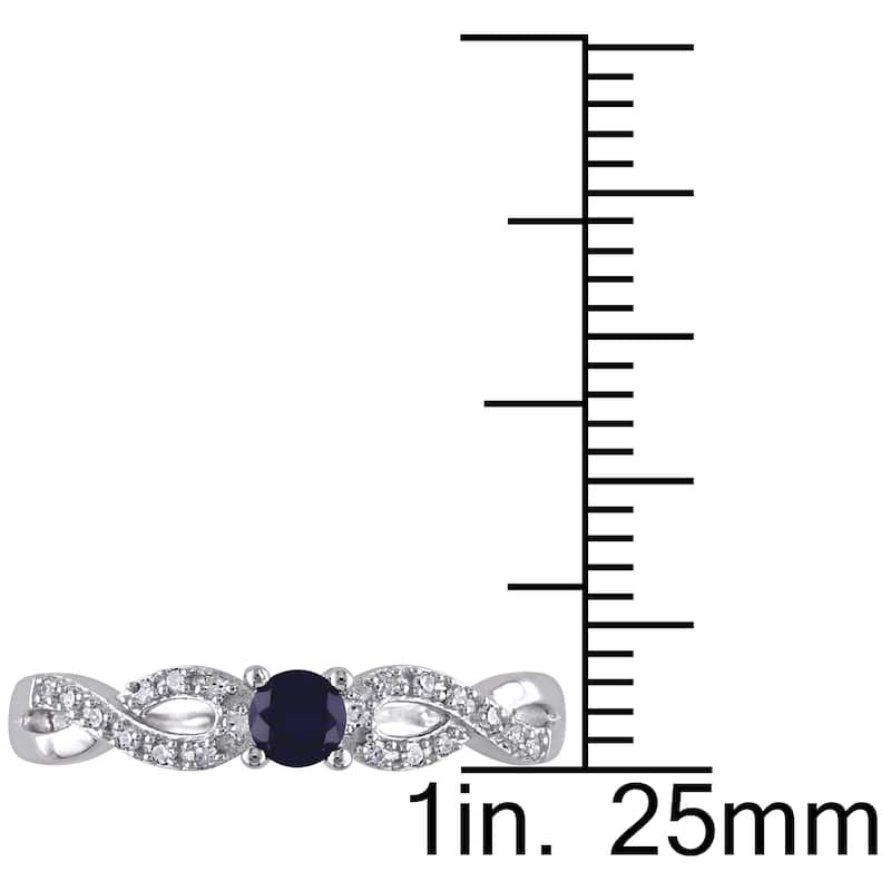 Miadora Silver Created Sapphire and 1/10ct TDW Diamond Ring (H-I, I2-I3)