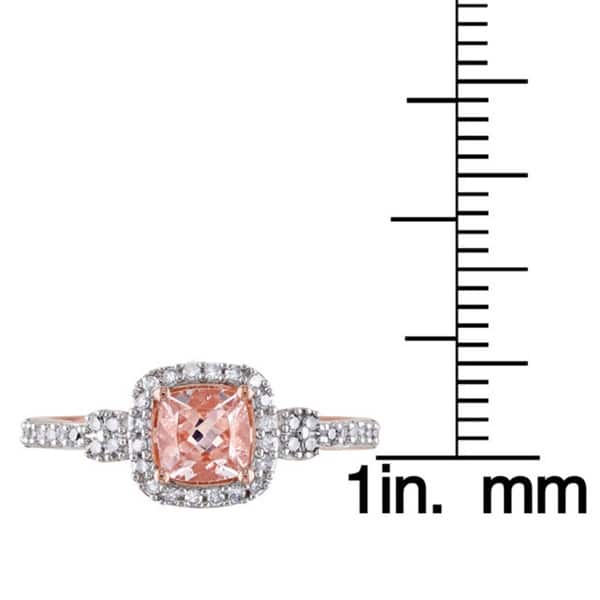 Miadora 10k Rose Gold Morganite and 1/5ct TDW Diamond Halo Ring