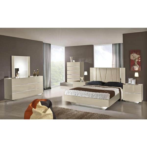 Shop Modrest Luxor Modern Beige Lacquer Italian Bedroom Set