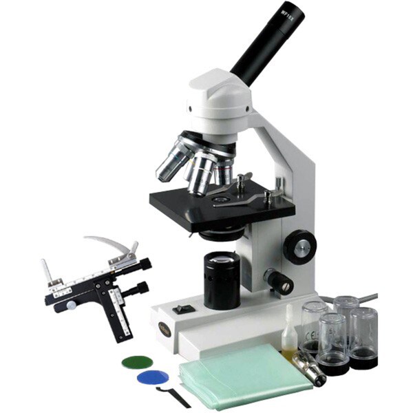 AmScope 40x-1000x Veterinary Compound Microscope with Mechanical Stage