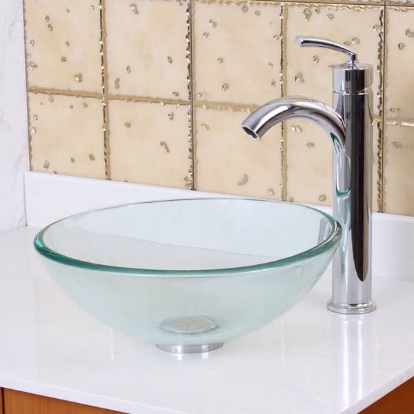 Shop Elite Gd05s 882002 Small Clear Tempered Glass Bathroom Vessel