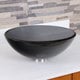 preview thumbnail 6 of 17, Elite Transparent Tinted Black Tempered Glass Bathroom Vessel Sink with Faucet Combo