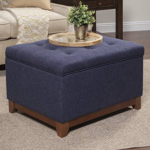 Copper Grove Sororia Navy Textured Storage Ottoman