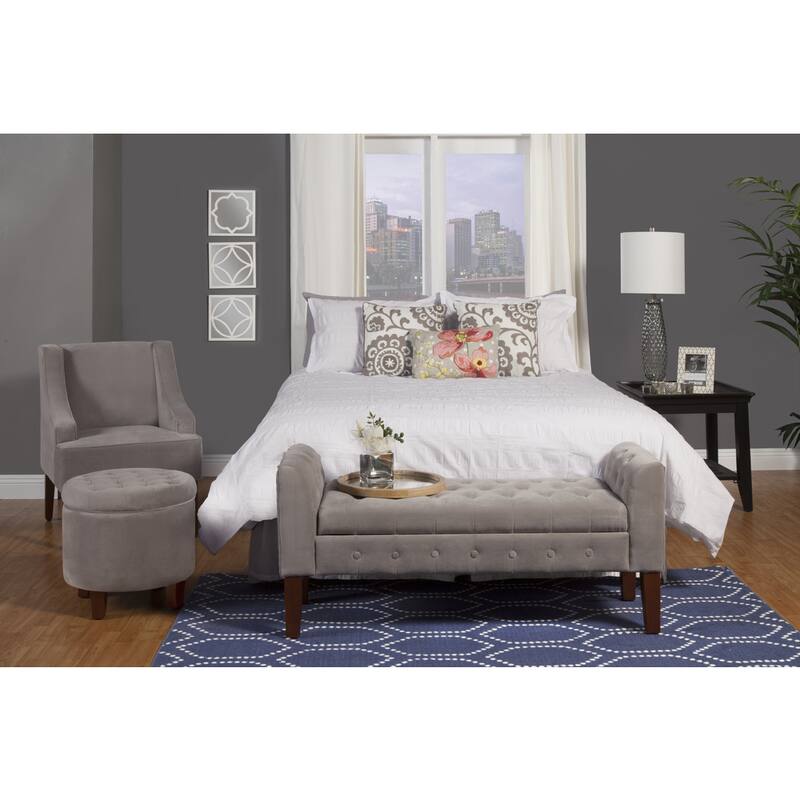 Copper Grove ArumDove Grey Velvet Settee-style Storage Bench